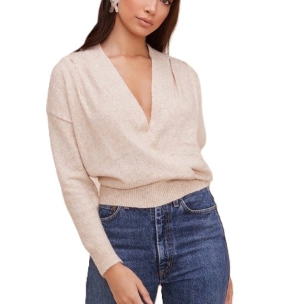 ASTR The Label Oatmeal Knit Wrap Sweater Cardigan Wool Blend Minimal XL